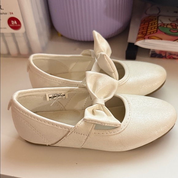 Carter's Cream Bow Dress Shoes - Picture 1 of 5
